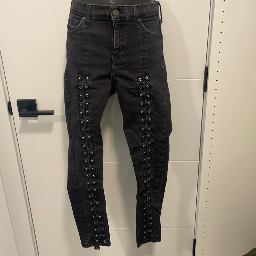 Lace up jeans